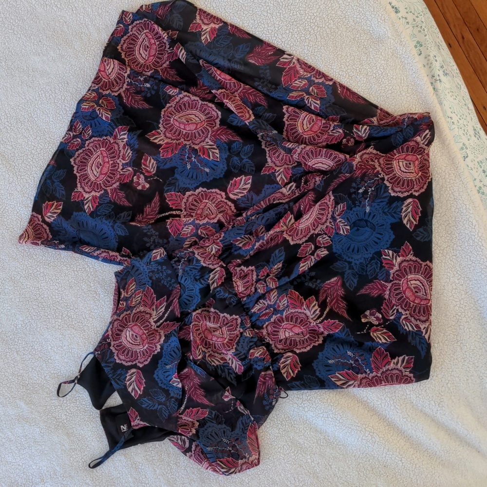 🌼IZ Byer Blue and Pink Floral Maxi Dress